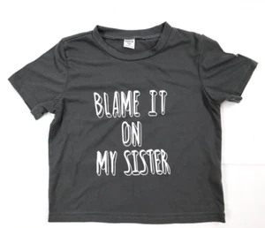 Shein Boy's/Girl's Youth Toddler (4Y) Black BLAME IT ON MY SISTER T-Shirt - Picture 1 of 13