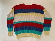 American Apparel Fishermans Sweater Mens Small Rainbow Knit Pullover Made in USA