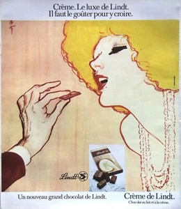 PUBLICITÉ DE PRESSE 1974 CREME LE LUXE DE LINDT IL FAUT LE GOUTER - GRUAU - Picture 1 of 1