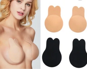 2 pair Women Invisible Bra Backless Size L Nude And Black Breathable Lift Sticky - Picture 1 of 4