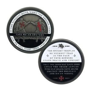 Knight Templar Challenge Coin Call On Me Brother Religious Red Cross Commemor... - Picture 1 of 5