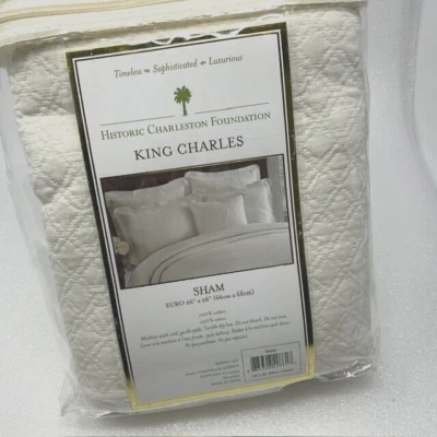 Historic Charleston Foundation King Charles Matelasse Pillow Sham Ivory 26x26 in - Image 1 of 4