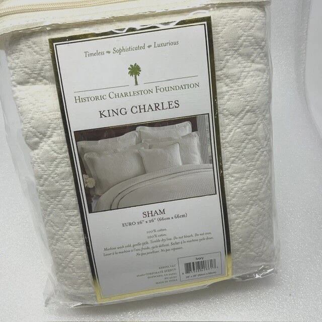 HISTORIC Charleston King Charles Cotton Matelasse Euro Sham
