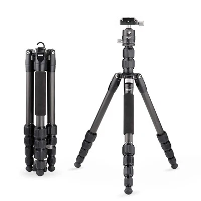 MENGS Profi CFT-225 Kamerastativ Kohlefaser + 360° Kugelkopf Stativ 148cm DSLR - Bild 1 von 4