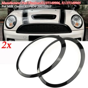 Pair Gloss Black Headlight Trim Ring For BMW Mini Cooper R55 R56 R57 2007-2015 - Picture 1 of 12