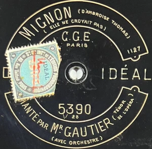 Jules Gautier (French Tenor) Mignon / Faust DISQUE 78 Umdrehungen U/min 12" IDEAL EX+ - Bild 1 von 5