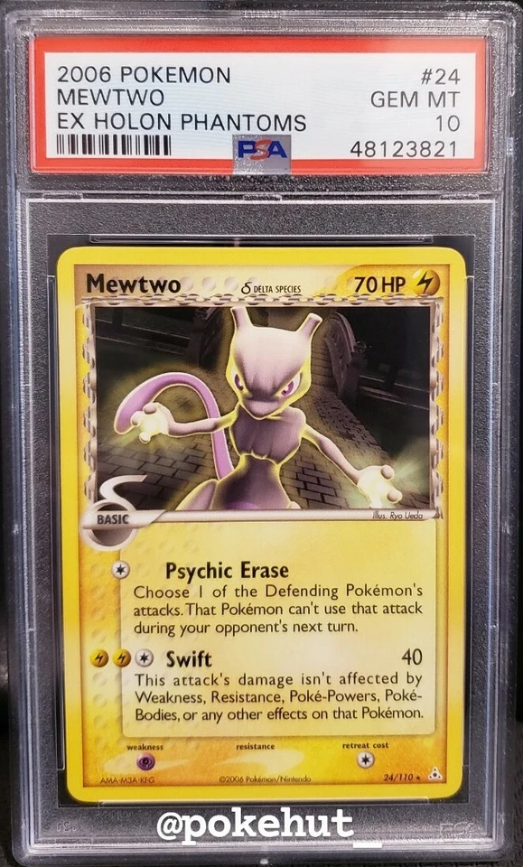 POKEMON PSA 10 GEM MINT MEWTWO 24/110 EX HOLON PHANTOMS 2006 DELTA SPECIES - Image 1 of 1
