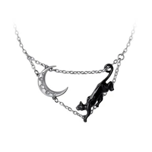 Alchemy Of England P879 - Minnaloushe Moon Cat Black Necklace Gothic Pendant - Picture 1 of 1