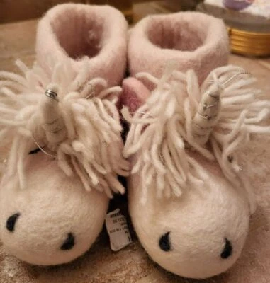 Восстановление оборудования Baby ребенка ручной работы шерсти войлок единорог тапочки - размер США 8 - Изображение 1 из 4