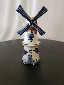 Rynbende's 1970's Delft Hand Painted Vintage Porcelain Windmill Bottle - Picture 1 of 8