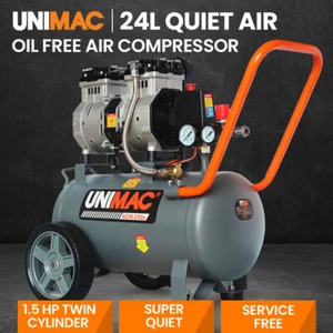 UNIMAC 25L Silent Air Compressor 1.5HP Oil-Free Quiet Electric Portable Airtool - Picture 1 of 10