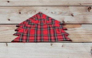 14 x 14" 36 x 36cm Cloth Table Napkins set of 4 Red Royal Steward Tartan cotton - Picture 1 of 5