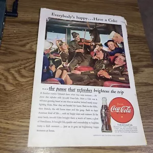 Anuncio publicitario impreso vintage de Coca-Cola - 1945 Everybody's Happy Have a Coke - Imagen 1 de 2