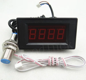 4 Digital Red LED Tachometer RPM Speed Meter with Hall Sensor NPN - Picture 1 of 4