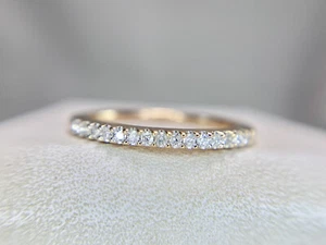 10k Rose Gold Natural Round Brilliant Diamond Prong Set Wedding Band Stack Ring - Picture 1 of 5