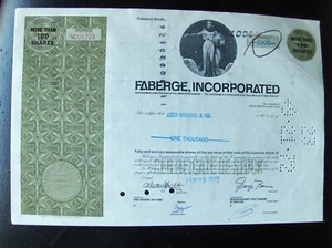 Stock certificate (Ryette) Faberge Inc Payee LOEB RHOADES & Co, 1970 - Picture 1 of 2