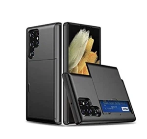 Galaxy S22 Ultra Case with Card Holder Wallet Case Shockproof Silicone - Picture 1 of 3