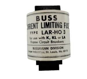 BUSS LAR-HO 3 Current Limiting Fuse for K,KL,LA frame Circuit Breaker GOOD USED. - Foto 1 di 4