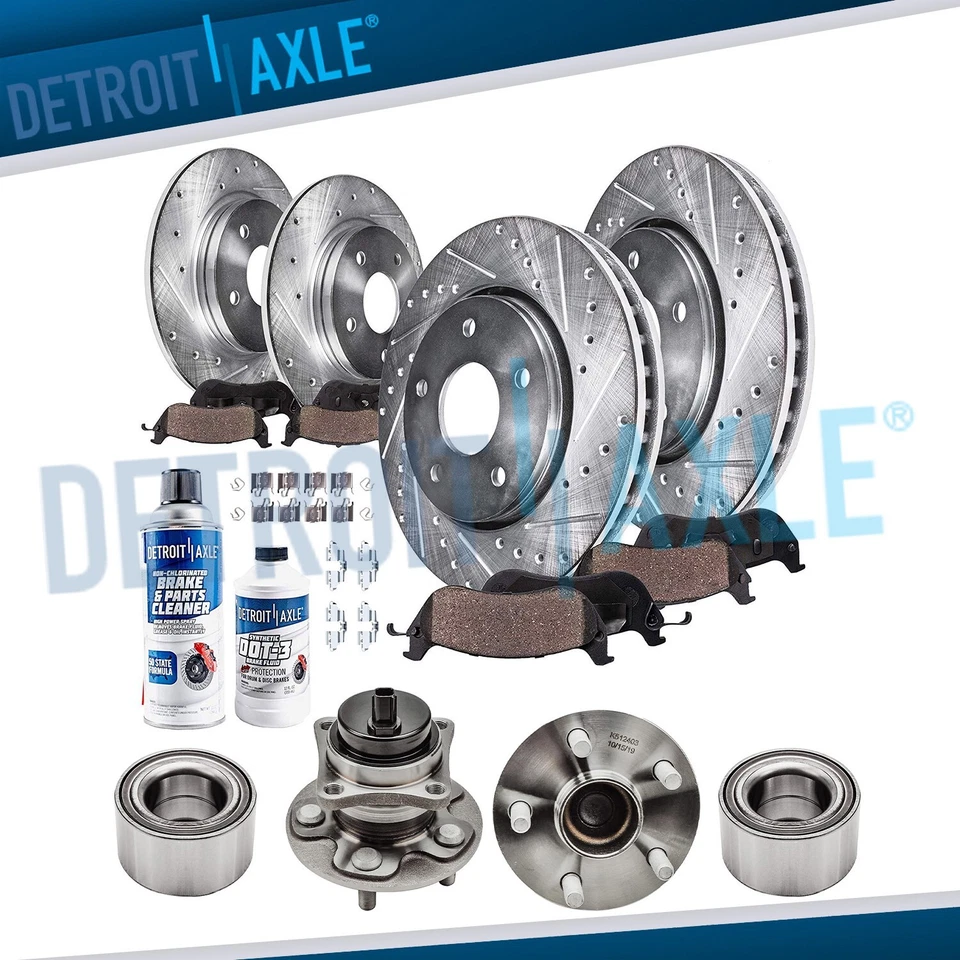 FWD Front Rear Rotor Ceramic Pad Wheel Hub Kit For Pontiac Vibe Toyota Matrix - Image 1 of 4