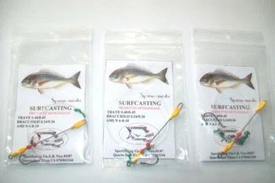 SURFCASTING 3 TERMINALI 1AMO CON TRAVETTO YELLOW 8CM PER SARAGHI SPIGOLE - Immagine 1 di 2