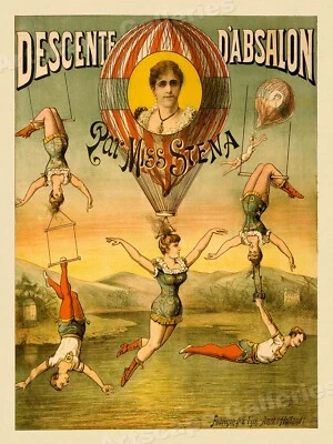 Classic French Circus Poster - 1890s Miss Stena Acrobat - 20x28 - Image 1 of 3