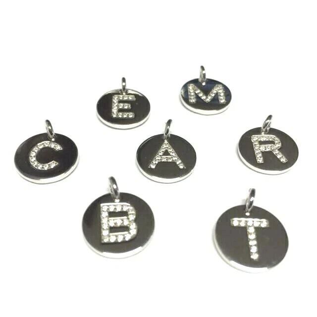 INIZIALE LETTERA COLLANA CON ZIRCONI CIONDOLO IN ARGENTO - Immagine 1 di 1