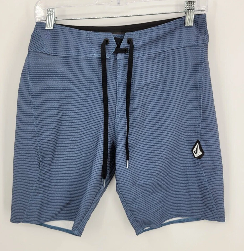 Volcom Swim Trunks Mens 28 Blue Stripe Board Shorts Swimming Outdoor - Image 1 of 4