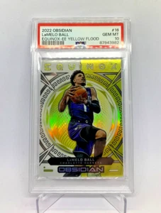 NBA 2022-23 "LAMELO BALL" #16 Yellow Flood 03/10 PSA 10 Obsidian Equinox Panini - Picture 1 of 5