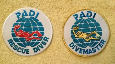 PADI RESCUE DIVER & DIVEMASTER SCUBA PATCHES - as pictured