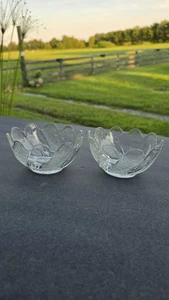 Klarglas Dessertschalen strukturiert gewellter Rand 4,5" 2er Set Vintage Küche - Bild 1 von 6