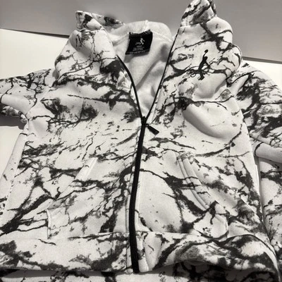 DR.J Boys Zipper Basketball Sweatshirt Black And White Marble  with hood - Image 1 of 4