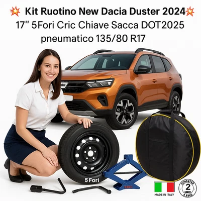 E Giusto!💥Kit Ruotino New Dacia Duster 17 Cric Chiave Sacca 135/80 r17 Scontato - Immagine 1 di 4