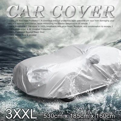 3XXL Tono Plateado 190T Cubierta Coche Impermeable Nieve Resistente al Calor con Bolsillo Espejo Foto 1 de 4