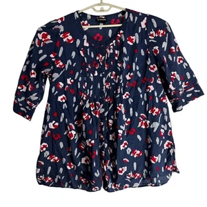 Lane Bryant Tunic Shirt Dress Plus 22 Blue Red Pink 100% Cotton Floral Print - Picture 1 of 7