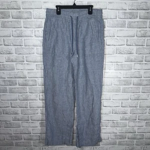 Pantalón ATHLETA Cabo 100 % lino pierna ancha para mujer talla 8 azul cambray cordón - Imagen 1 de 9