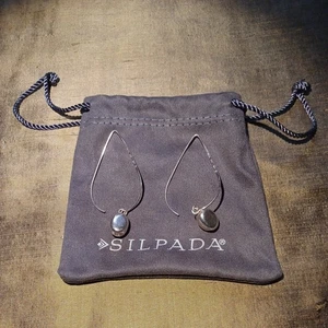 Vintage Silpada India 925 Sterling Silver Dangle Drop Hoop Earrings  - Picture 1 of 11