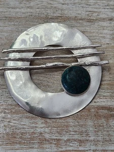 VINTAGE STERLINGSILBER MODERNIST ANHÄNGER MIT CABOCHON STEIN - Bild 1 von 6