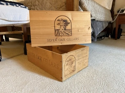 Caja de vino de roble plateado caja de vino de madera con panel de madera adicional.  Raro Foto 1 de 3