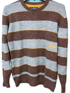 Billabong - Men's Large - Wool Blend Stripe Sweater Embroidered Logo Vintage Y2K - Picture 1 of 5