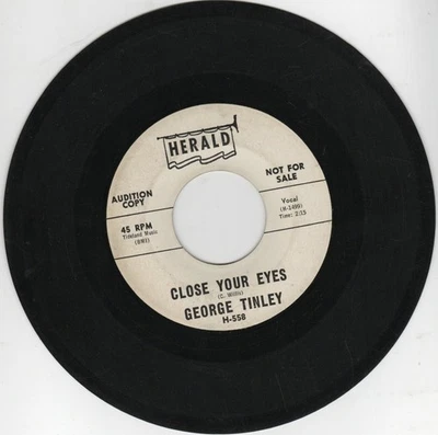 George Tinley Close Your Eyes Heart Of Gold 7" Doo-Wop 45 Promo 1961 Herald H558 - Image 1 of 2