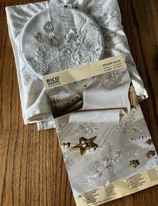 Rico Designs Cross Stitch Kit 44626 Pre-Drawn Tablecloth 35" x 35" Gold Floral - Picture 1 of 8