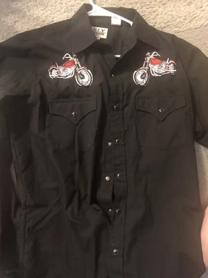 Camisa occidental de motocicleta Ely Cattleman Pearl Snap manga larga para hombre talla M Foto 1 de 3