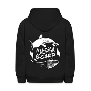 Catfish & Carp Black and White Logo Kids' Hoodie - Picture 1 of 16