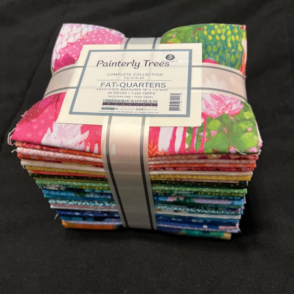 ROBERT KAUFMAN Painterly Trees Fat Quarter Bundle Complete Collection with Panel - Image 1 of 3
