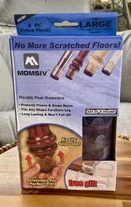 Furniture Feet Flexible Floor Protectors Stretchable LARGE - 8 Pack 1 ⅜"-1 ⅝" - Picture 1 of 5