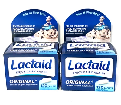 LACTAID 2 boxes Original 120 caplets total 240  expires 2027/3 ships free new - Image 1 of 4