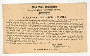 USPOD STAMP ANNOUNCEMENT CARD AIRMAIL C25A TRANSPORT AIRPLANE BOOKLET STAMP - Picture 1 of 2