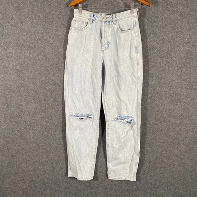 Lee Jeans Womens 9 Blue Denim Mom High Rise Relaxed Distressed Tapered Stone R9 - image 1 of 4