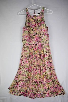 ADRIANNA PAPELL Womens Halter Dress Empire Waist MIDI FLORAL chiffon SIZE 6 - Image 1 of 4