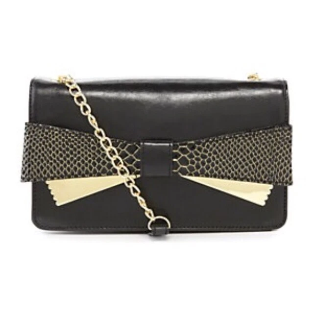 NUEVO Bolso Bandolera Gianni Bini Lucy Bow Negro $79 Foto 1 de 4